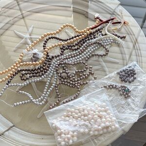 Mixed Pearl Bead Strands and Loose Pearls - Assorted Colors